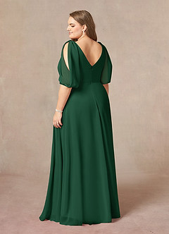 Azazie Bronwyn Mother of the Bride Dresses Dark Green A-Line V-Neck Ruched Chiffon Dress image9