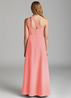 Azazie Maive Junior Coral A-Line Pleated Chiffon Dress image3