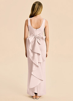 Azazie Emi Junior Blushing Pink Sheath Bow Stretch Satin Dress image5