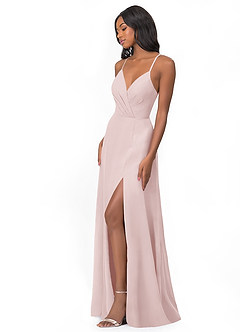 Azazie Everleigh Bridesmaid Dresses Blushing Pink A-Line Sweetheart Pleated Chiffon Dress image5