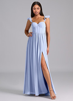 Azazie Denisse Suknie dla druhen Linia A Marszczony Szyfon Do ziemi Sukienka image5