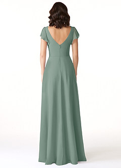 Azazie Omari Bridesmaid Dresses Silver Sage A-Line Chiffon Dress image2