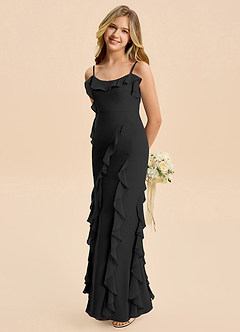 Azazie Phoebe Junior Klä av Tubklänning i Chiffong Rynkad image4