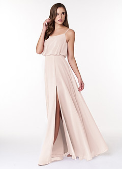 Azazie Lupe Bridesmaid Dresses Rose Petal A-Line Scoop Blouson Chiffon Dress image3