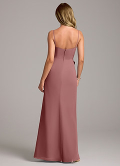 Azazie Tahlia Bridesmaid Dresses Desert Rose A-Line with Belt Chiffon Dress image7