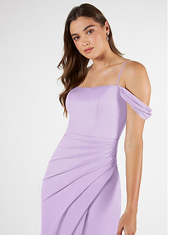 Azazie Kit Bridesmaid Dresses Lilac Mermaid Off the Shoulder Mesh Dress image6