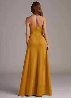 Azazie Wren Bridesmaid Dresses Butterscotch A-Line Strapless Stretch Satin Convertible Dress image5