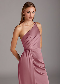 Azazie Mika Final Sale Vintage Mauve Sheath One Shoulder Stretch Satin Dress image7