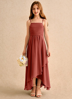 Azazie Twilight Dance Girls Formal Blumenmädchenkleider A-Linie Plissee Chiffon Kleid Terrakotta image3