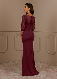 Azazie Fatemah Mother of the Bride Dresses Cabernet Mermaid Scoop Lace Lace Dress image3
