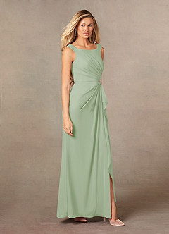 Azazie Yarrow Venta Final Vestido de Dark Navy de Gasa de Corte en A con Plisado image6