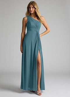 Azazie Brooke Bridesmaid Dresses Bermuda A-Line One Shoulder Mesh Dress image3