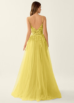 Mayami Yellow Lace Sequin Embroidery Tulle Prom Dress image2