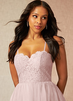 Azazie Roni Bridesmaid Dresses Blushing Pink A-Line Sweetheart Neckline Tulle Convertible Dress image2