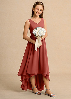 Azazie Kitten Junior Formal Flower Girl Klänningar Klä A-Line i Chiffong image3