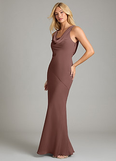 Azazie Rylina Bridesmaid Dresses Espresso Mermaid Pleated Chiffon Dress image4