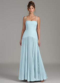 Azazie Yuliana Bridesmaid Dresses Cloud Blue A-Line Strapless Chiffon Dress image4