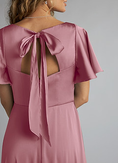 Azazie Kimber Bridesmaid Dresses Vintage Mauve A-Line Ruched Stretch Satin Dress image5