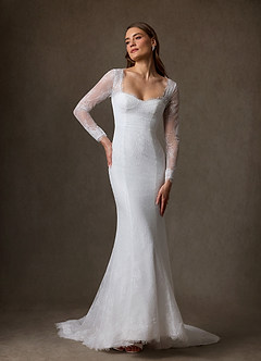 Azazie Briar Wedding Dresses Diamond White Mermaid Sweetheart Neckline Lace Dress image6