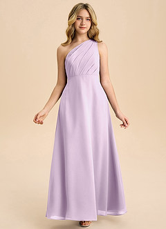 Azazie Phaedra Junior Frosted Lilac A-Line Pleated Chiffon Dress image7