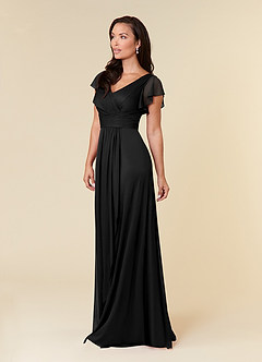 Azazie Reneya Mother of the Bride Dresses Black A-Line Pleated Mesh Dress image2