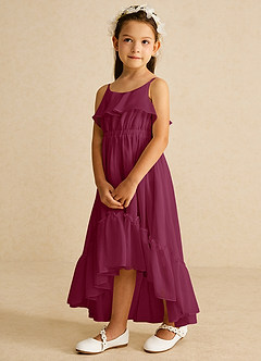 Azazie Karmen Flower Girl Dresses Mulberry A-Line Ruched Chiffon Dress image2