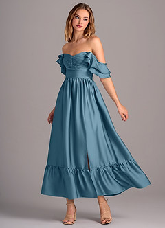 Azazie Anaya Robes de demoiselle d'honneur Robe Trapèze Convertible en Satin extensible Encolure en Forme de Cœur Bermude image3