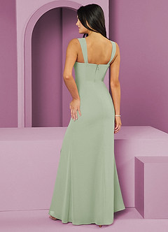 Barbie ♥ Azazie Jurken voor bruidsmeisjes Jurk van Chiffon met Zeemeermin Geplooid Stoffige Salie image7