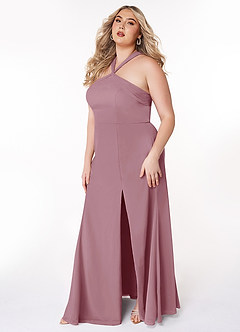 Azazie Rue Bridesmaid Dresses Vintage Mauve A-Line Halter Chiffon Dress image9
