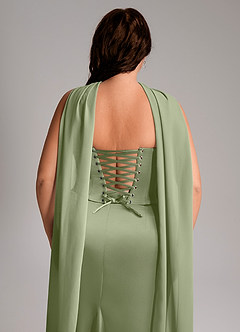 Azazie Sorrel Bridesmaid Dresses Pistachio Mermaid Strapless Stretch Satin Convertible Dress image11
