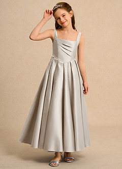 Azazie Mochi Girl Flower Girl Klänningar Klä Balklänning i Matt satäng Plisserad image6