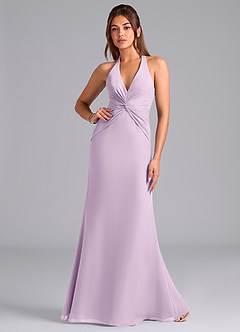 Azazie Valerie Brautjungfernkleider Meerjungfrau-Linie Plissee Chiffon Kleid Frostiges Flieder image1