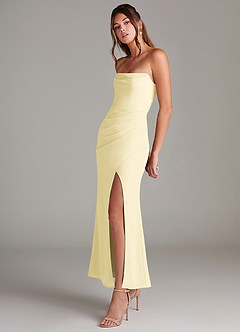 Azazie Leonis Bridesmaid Dresses Lemon Sorbet Mermaid Strapless Chiffon Convertible Dress image3