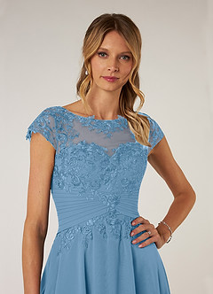 Azazie Shonda vestidos de madre de la novia Vestido de Azul Acero de Gasa con Encaje image6