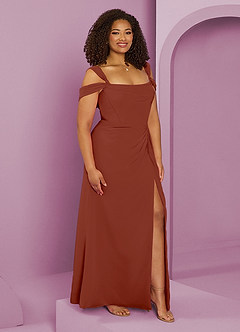 Barbie ♥ Azazie Bridesmaid Dresses Auburn A-Line Off the Shoulder Chiffon Dress image4