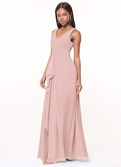 Azazie Julianna Bridesmaid Dresses Powder Pink A-Line Chiffon Dress image3