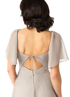 Azazie Chloe Brautjungfernkleider A-Linie Herzausschnitt Chiffon Kleid Frost image3
