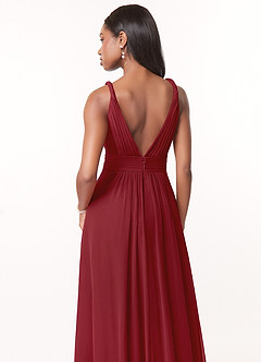 Azazie Maren Brautjungfernkleider A-Linie Plissee Chiffon Kleid Granatapfelrot image5