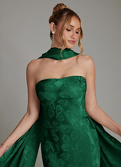 Azazie Viv Bridesmaid Dresses Evergreen Jacquard Sheath Strapless Jacquard Dress image8