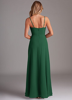 Azazie Breonna Robes de demoiselle d'honneur Robe Trapèze en Mousseline de soie Encolure en Forme de Cœur Vert Foncé image2