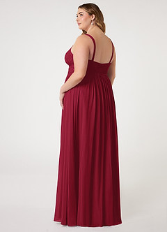 Azazie Chanel Brautjungfernkleider A-Linie Plissee Chiffon Kleid Burgunderrot image9