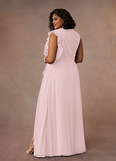 Azazie Narine Abiti per la Madre della Sposa Abito A-Line in Chiffon con Scollo Alto a Pieghe Rosa Rossore image17