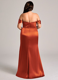 Azazie Saige Bridesmaid Dresses Paprika Sheath Off the Shoulder Metallic Satin Convertible Dress image10