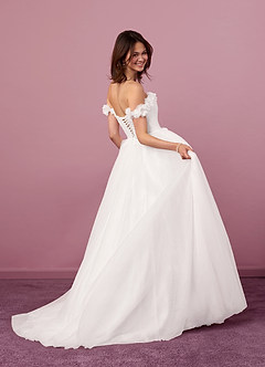 Barbie ♥ Azazie Hochzeitskleider A-Linie Schulterfrei Tüll Kleid Diamantweiß image4