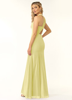 Azazie Rue Brautjungfernkleider A-Linie Halter Chiffon Kleid Zitronensorbet image4