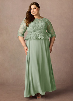 Azazie Averie Mother of the Bride Dresses Dusty Sage A-Line Boatneck Sequins Chiffon Dress image9