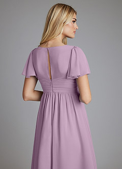 Azazie Verna Maternity Bridesmaid Dresses A-Line V-Neck Ruched Chiffon Floor-Length Dress image6