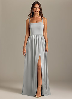 Azazie Calianna Bridesmaid Dresses Silver A-Line Off the Shoulder Stretch Satin Convertible Dress image9