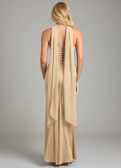 Azazie Sorrel Bridesmaid Dresses Champagne Mermaid Strapless Stretch Satin Convertible Dress image9