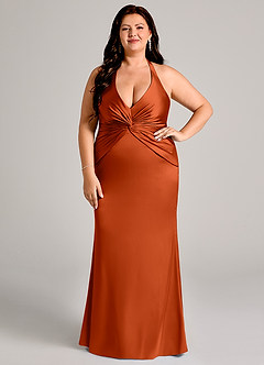 Azazie Valerie Suknie dla druhen Syrena Pofałdowany Satyna elastyczna Do ziemi Sukienka image7